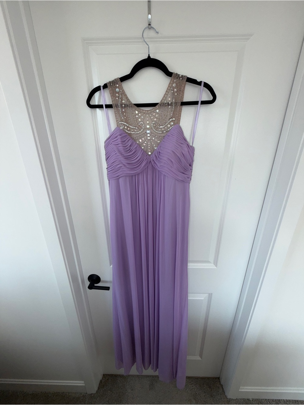 Xscape Lavender Beaded Embellished Chiffon Formal Maxi Dress Size 14 - Picture 4 of 6